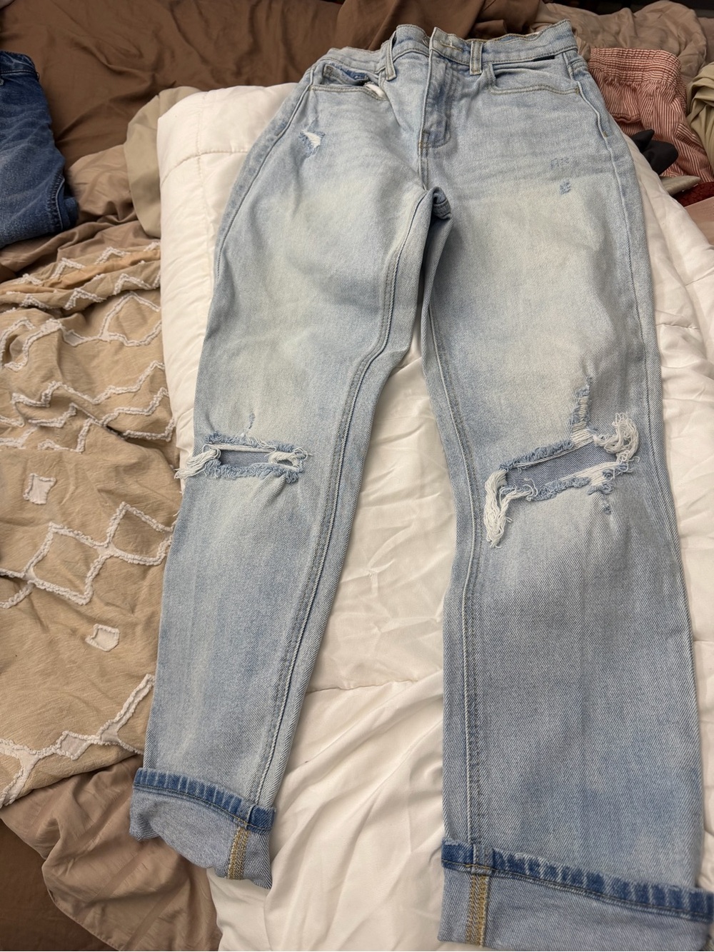 Cello Light Blue Distressed Boyfriend Jeans